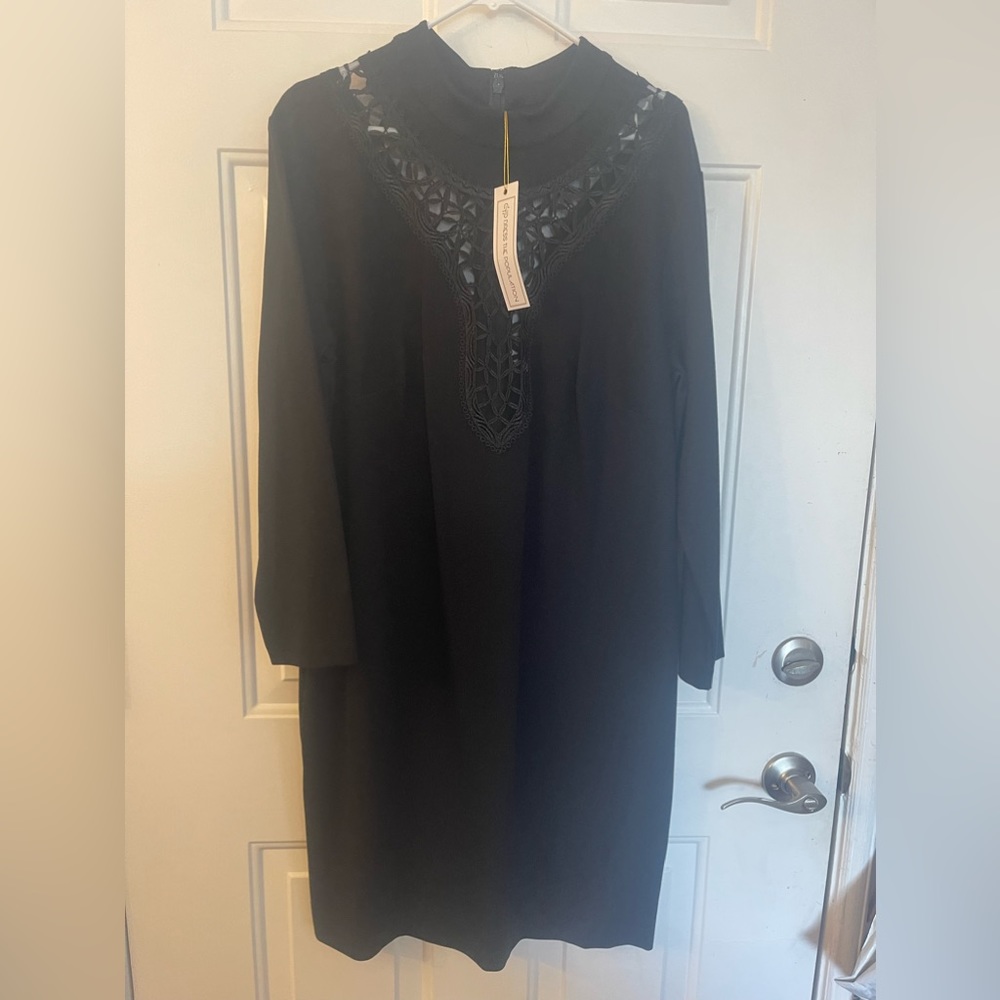 Black Long sleeve dress NWT with lace front - Picture 1 of 5